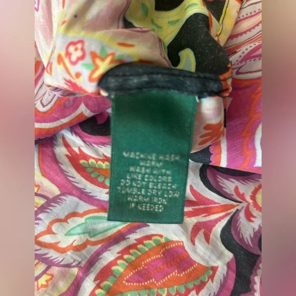 Lauren Ralph Lauren Paisley Floral Colorful Button Down Shirt Size 3X - Picture 3 of 4